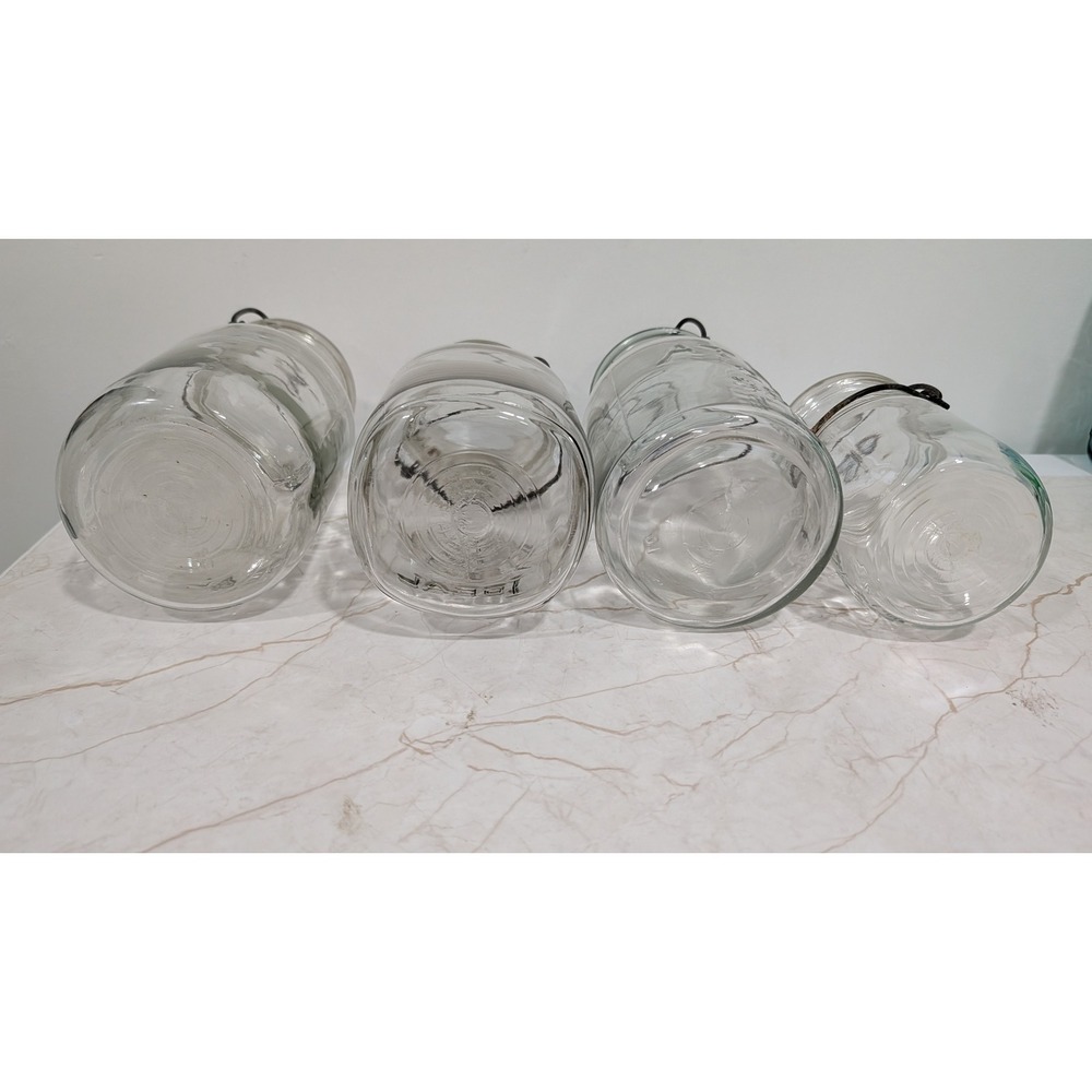 Vintage Ball Ideal and Atlas E-Z Seal Glass Canning Jars with Wire Bail Lids 4pc - Picture 6 of 6
